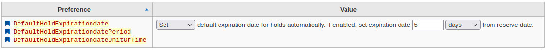 default setting of hold expiration date