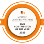 Badge from Moodle HQ that recognizes Catalyst IT as an LMS Contributor of the Year for 2023.