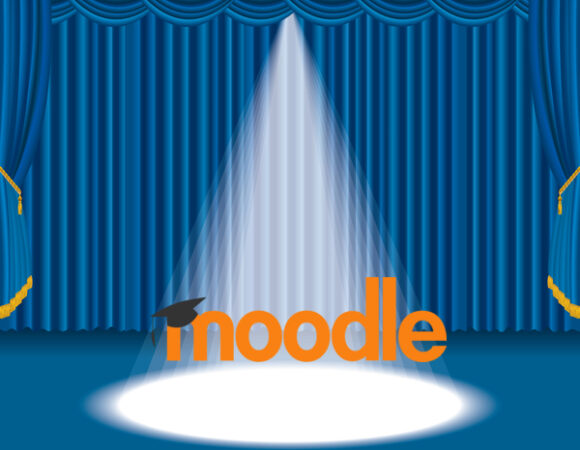 stage with spotlight on the Moodle logo