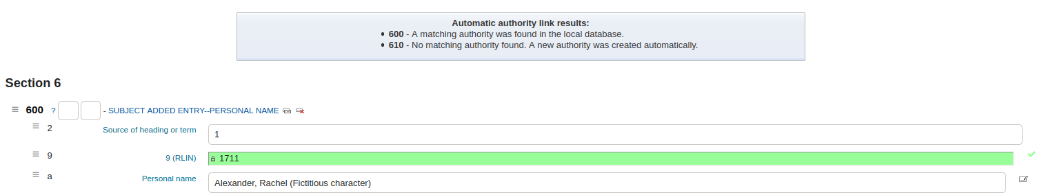 Koha library software cataloguing feature